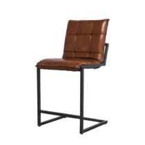 Freischwinger_Barhocker_Büffelleder_Mit_Lehne_Cognac Barhocker mit Lehne aus Metall und Leder