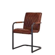 Freischwinger "Louis" aus Büffelleder I Cognac Lederstuhl mit einzigartigem Design. Steppung im Industrial Design.